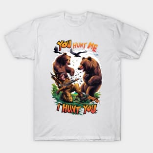 Funny Hunting TEE Shirt Bears Battle for Rifle T-Shirt